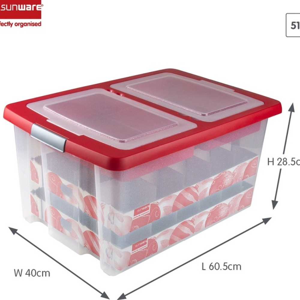 Storage box, 51L, XXL, GLITTER BOX 40 x 60,5 x H 29 cm, Clear/ Red in the group Storage / Storage room and garage at SmartaSaker.se (41737)