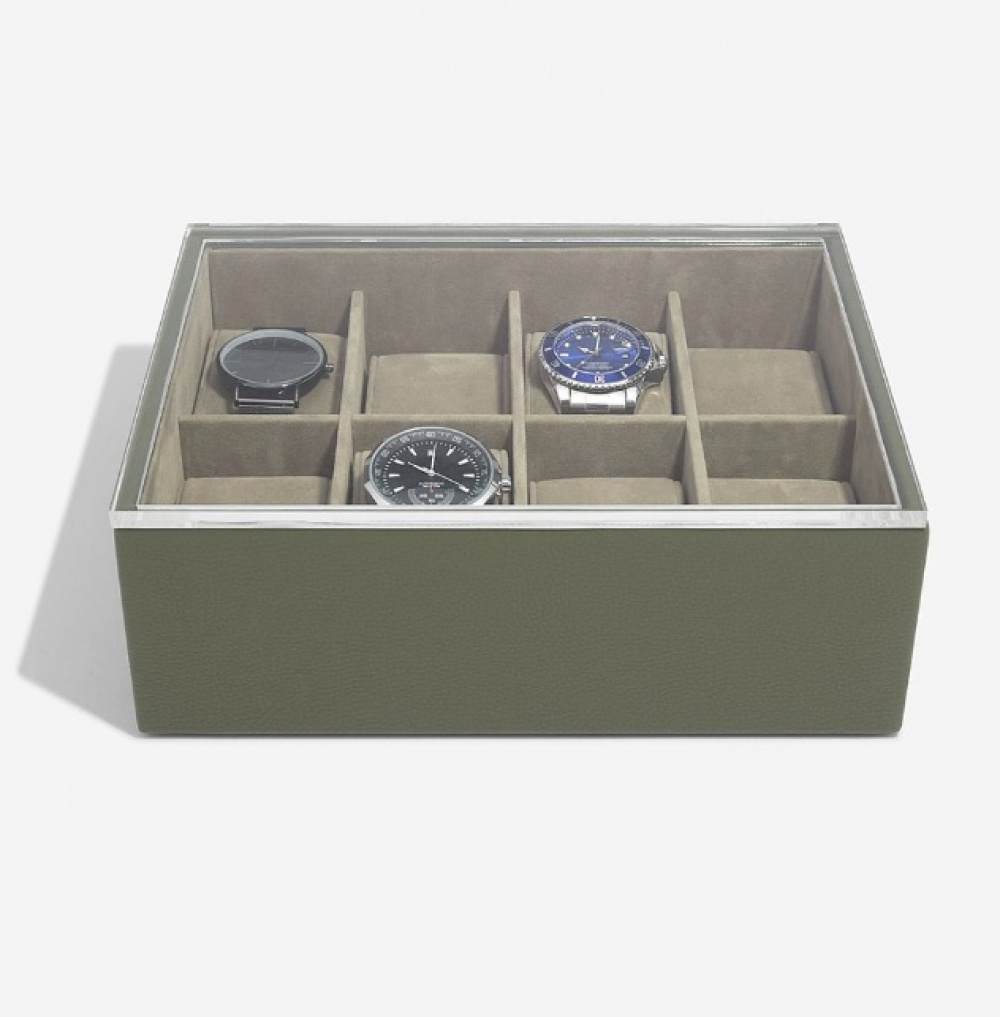 Watch Box with display lid, STACKERS WATCH BOX, 18 x 26 x H 9,5 cm, Olive Green in the group Storage / Bedroom storage / Watch boxes at SmartaSaker.se (41739)