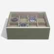 Watch Box with display lid, STACKERS WATCH BOX, 18 x 26 x H 9,5 cm, Olive Green