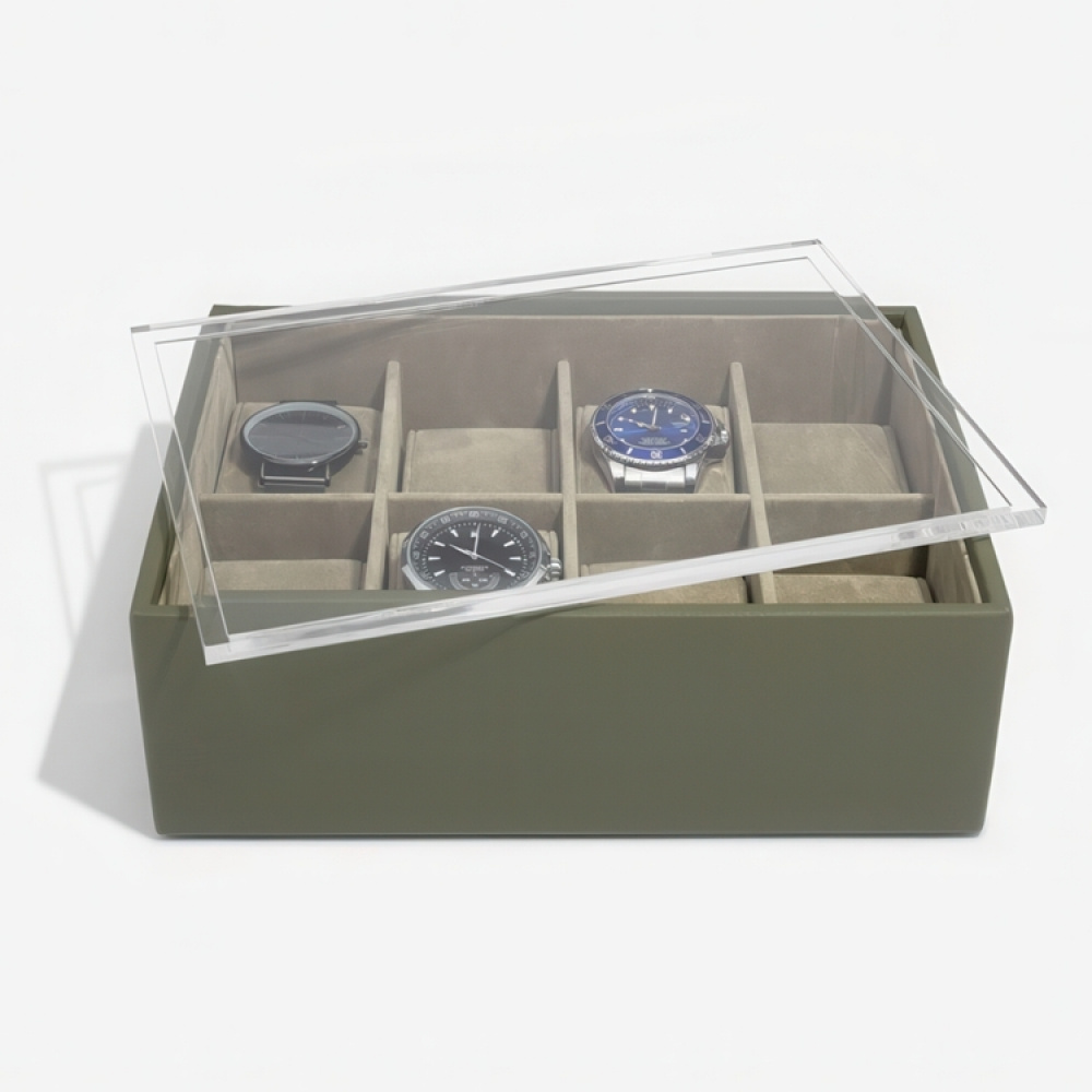 Watch Box with display lid, STACKERS WATCH BOX, 18 x 26 x H 9,5 cm, Olive Green in the group Storage / Bedroom storage / Watch boxes at SmartaSaker.se (41739)