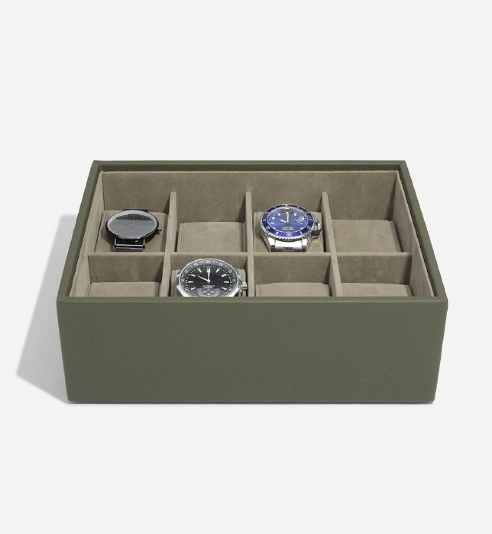 Watch Box with display lid, STACKERS WATCH BOX, 18 x 26 x H 9,5 cm, Olive Green in the group Storage / Bedroom storage / Watch boxes at SmartaSaker.se (41739)