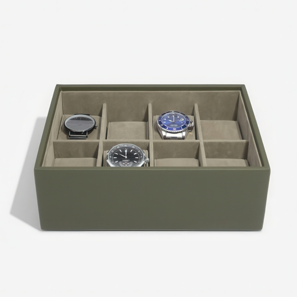 Watch Box with display lid, STACKERS WATCH BOX, 18 x 26 x H 9,5 cm, Olive Green in the group Storage / Bedroom storage / Watch boxes at SmartaSaker.se (41739)