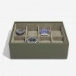 Watch Box with display lid, STACKERS WATCH BOX, 18 x 26 x H 9,5 cm, Olive Green