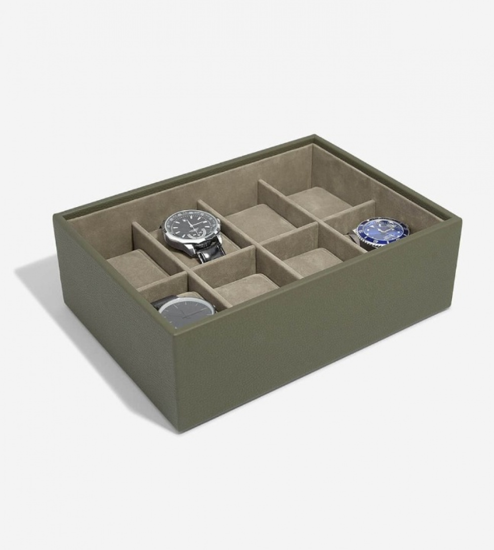 Watch Box with display lid, STACKERS WATCH BOX, 18 x 26 x H 9,5 cm, Olive Green in the group Storage / Bedroom storage / Watch boxes at SmartaSaker.se (41739)