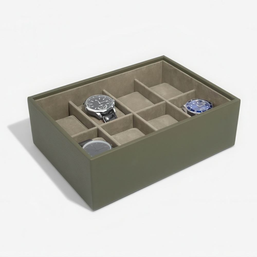 Watch Box with display lid, STACKERS WATCH BOX, 18 x 26 x H 9,5 cm, Olive Green in the group Storage / Bedroom storage / Watch boxes at SmartaSaker.se (41739)