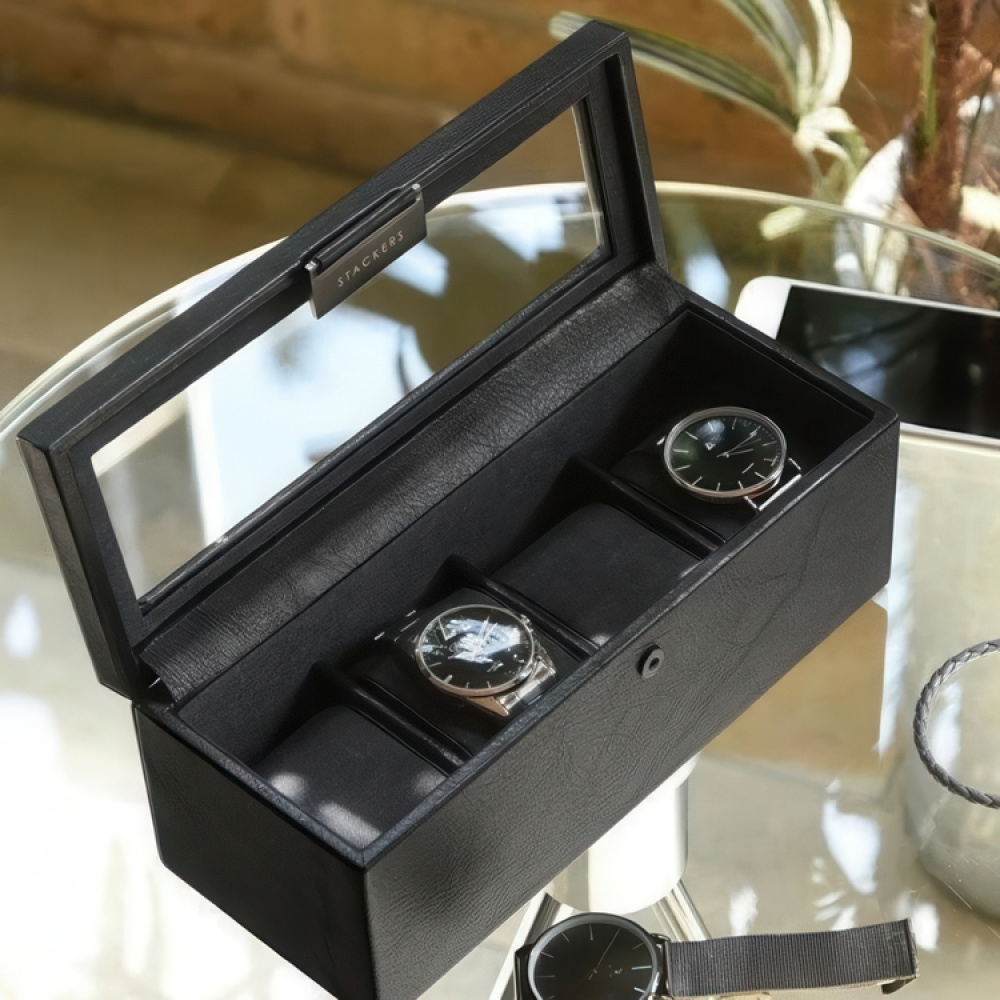 Watch Box with glas lid, Oblong, STACKERS WATCH BOX, 24,5 x 10 x H 9,5 cm in the group Storage / Bedroom storage / Watch boxes at SmartaSaker.se (41740)