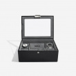 Watch Box with glas lid, STACKERS WATCH BOX MEDIUM, 19,5 x 26 x H 9,5 cm, Black