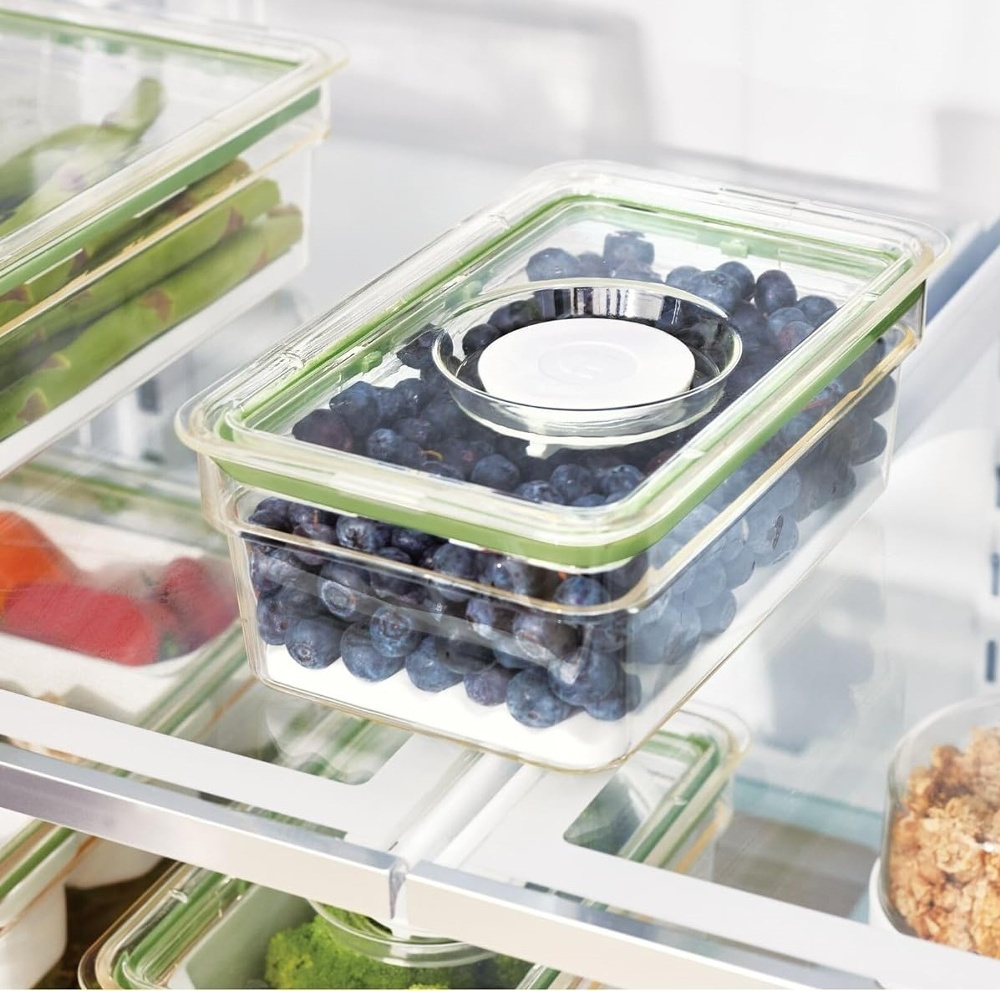 Food Storage, 0,9L, ID FRESH MEDIUM PRODUCE BIN, 13 x 20,5 x H 8 cm, Clear / Green in the group Storage / Kitchen storage / Fridge storage at SmartaSaker.se (41747)