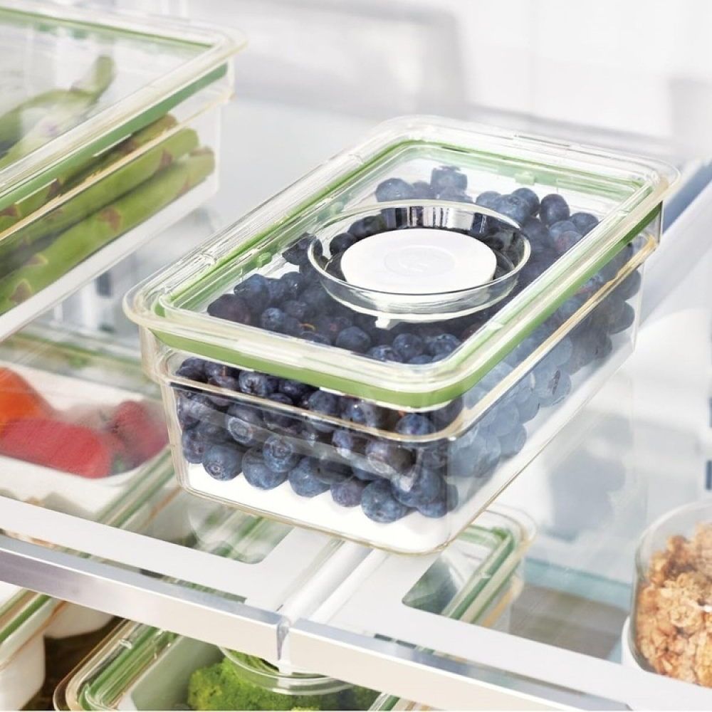 Food Storage, 0,9L, ID FRESH MEDIUM PRODUCE BIN, 13 x 20,5 x H 8 cm, Clear / Green in the group Storage / Kitchen storage / Fridge storage at SmartaSaker.se (41747)