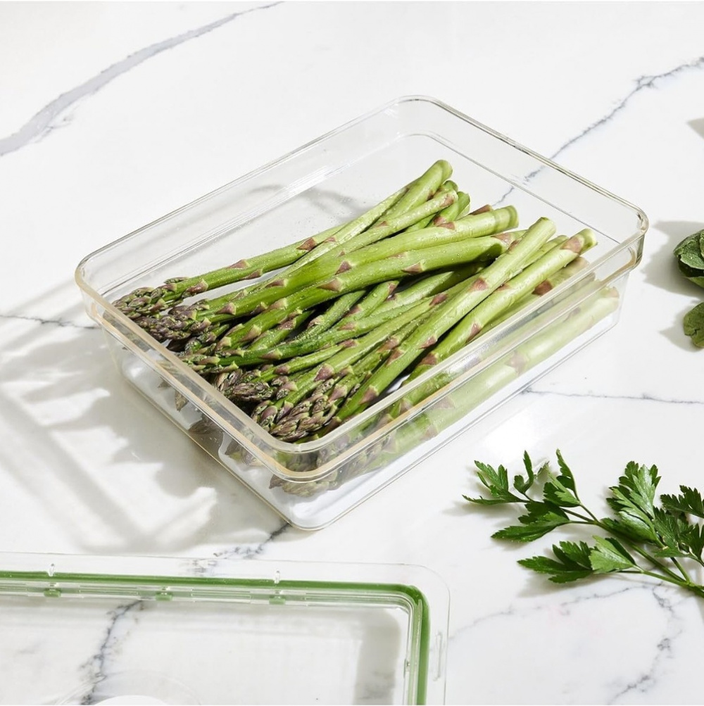Food Storage, 2 L, ID FRESH LARGE SHORT PRODUCE BIN, 20 x 26,5 x H 8 cm, Clear / Green in the group Storage / Kitchen storage / Fridge storage at SmartaSaker.se (41748)