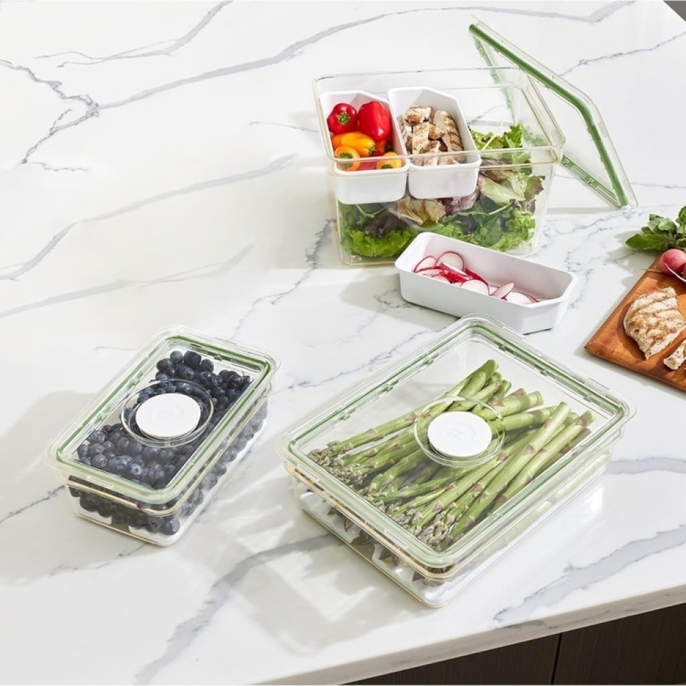 Food Storage, 2 L, ID FRESH LARGE SHORT PRODUCE BIN, 20 x 26,5 x H 8 cm, Clear / Green in the group Storage / Kitchen storage / Fridge storage at SmartaSaker.se (41748)