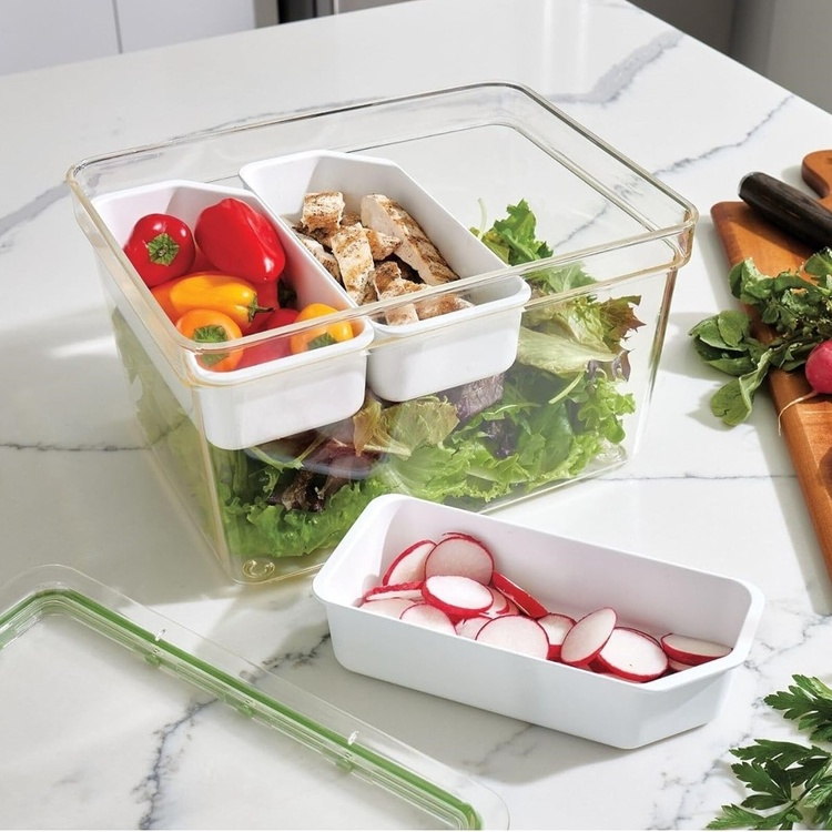 Food Storage, 4,8 L, ID FRESH LARGE TALL PRODUCE BIN, 20 x 26,5 x H 15 cm, Clear / Green in the group Storage / Kitchen storage / Fridge storage at SmartaSaker.se (41749)