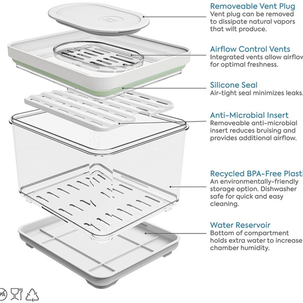 Food Storage, Anti-Microbial, ID FRESH SMALL PRODUCE BIN, 16,5 x 19 x H 14 cm Clear in the group Storage at SmartaSaker.se (41750)