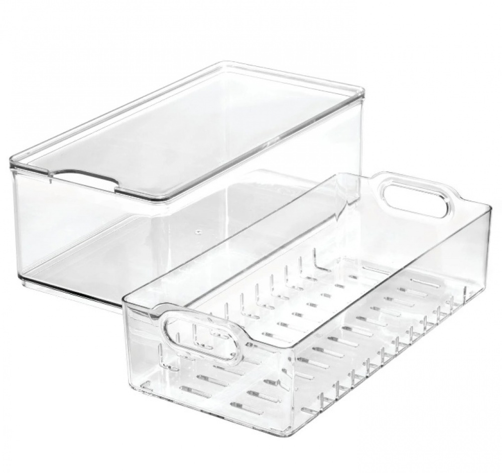 Storage Box with colander , THE HOME EDIT LARGE BERRY BIN, 15,2 x 30,5 x H10,8 cm, Transparent in the group Storage / Kitchen storage / Fridge storage at SmartaSaker.se (41751)
