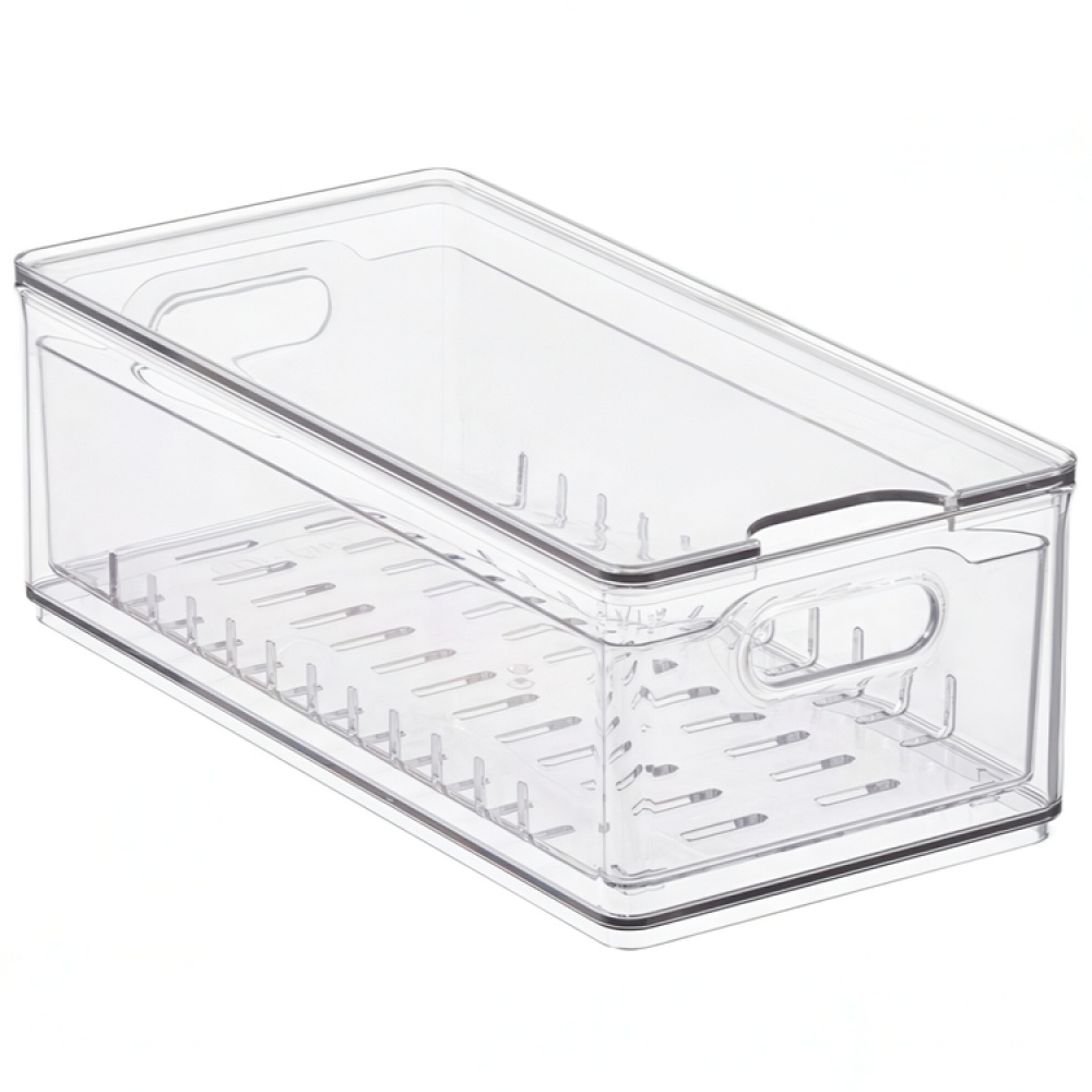 Storage Box with colander , THE HOME EDIT LARGE BERRY BIN, 15,2 x 30,5 x H10,8 cm, Transparent in the group Storage / Kitchen storage / Fridge storage at SmartaSaker.se (41751)