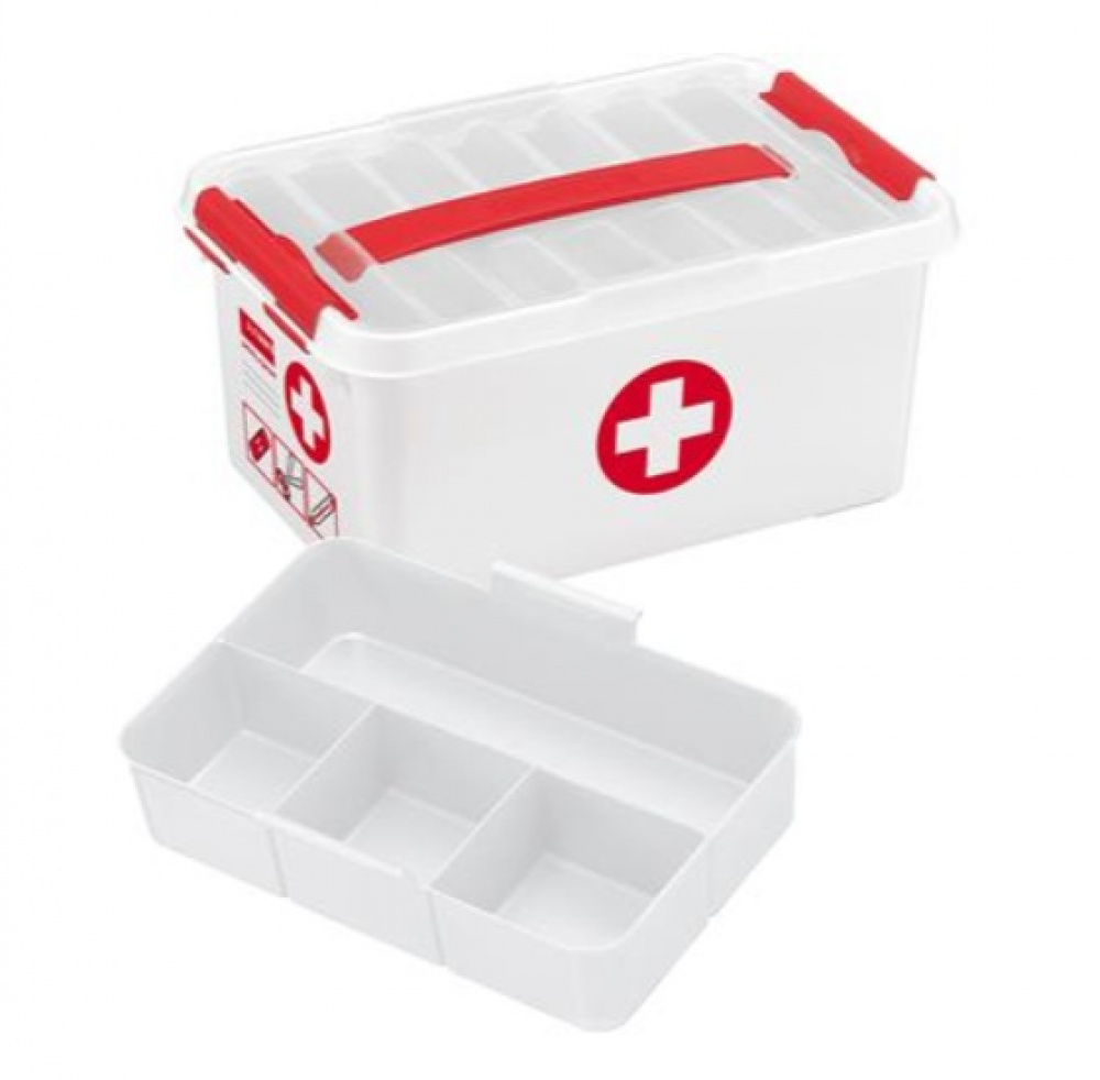 Box for Medicin, With handle, 6L, FIRST AID SMALL 30 x 20 x H14 cm, White / red in the group Storage / Bathroom storage at SmartaSaker.se (41753)