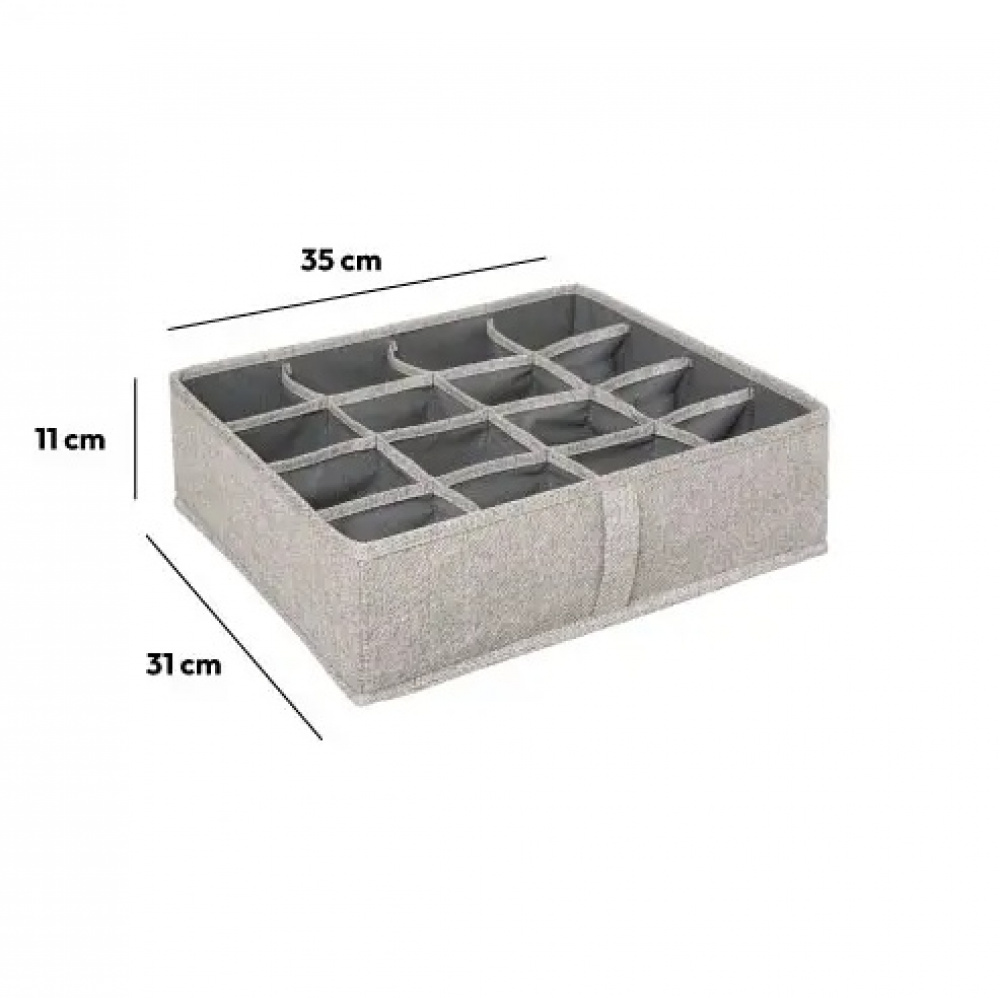 Organizer, 16 compartments, ORGA DRAWER ORGANIZER, 35 x 31 x H 11 cm, Beige - Grey in the group Storage / Wardrobe storage / Sorting boxes at SmartaSaker.se (41762)