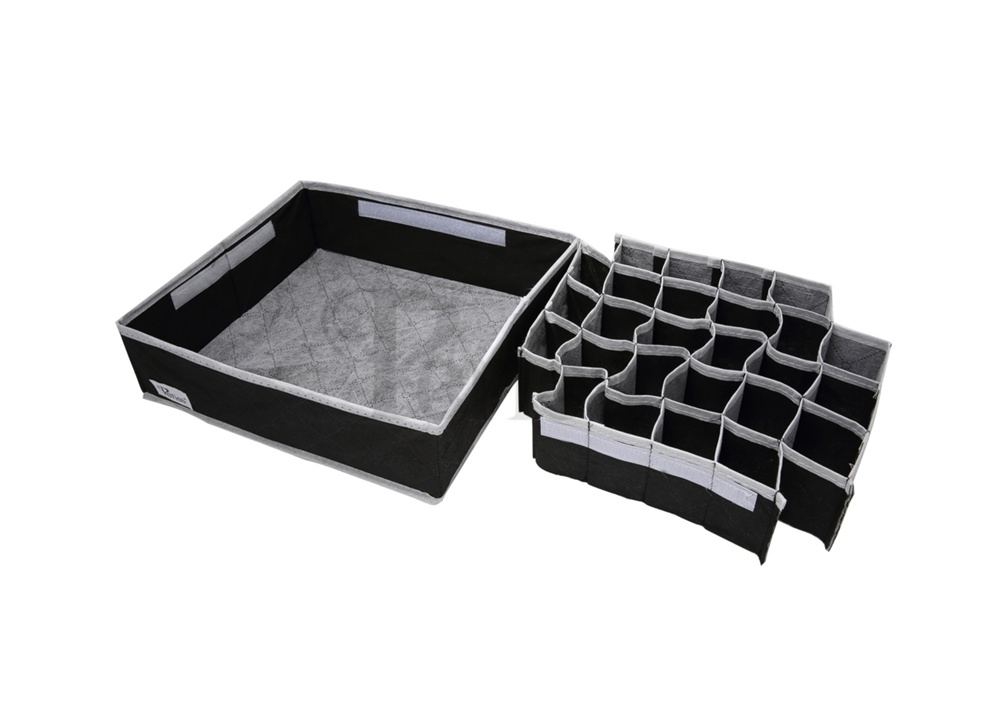 Drawer organiser, 30 compartments, FOSY, 32 x 32 x H 10 cm, Black in the group Storage / Wardrobe storage / Sorting boxes at SmartaSaker.se (41766)
