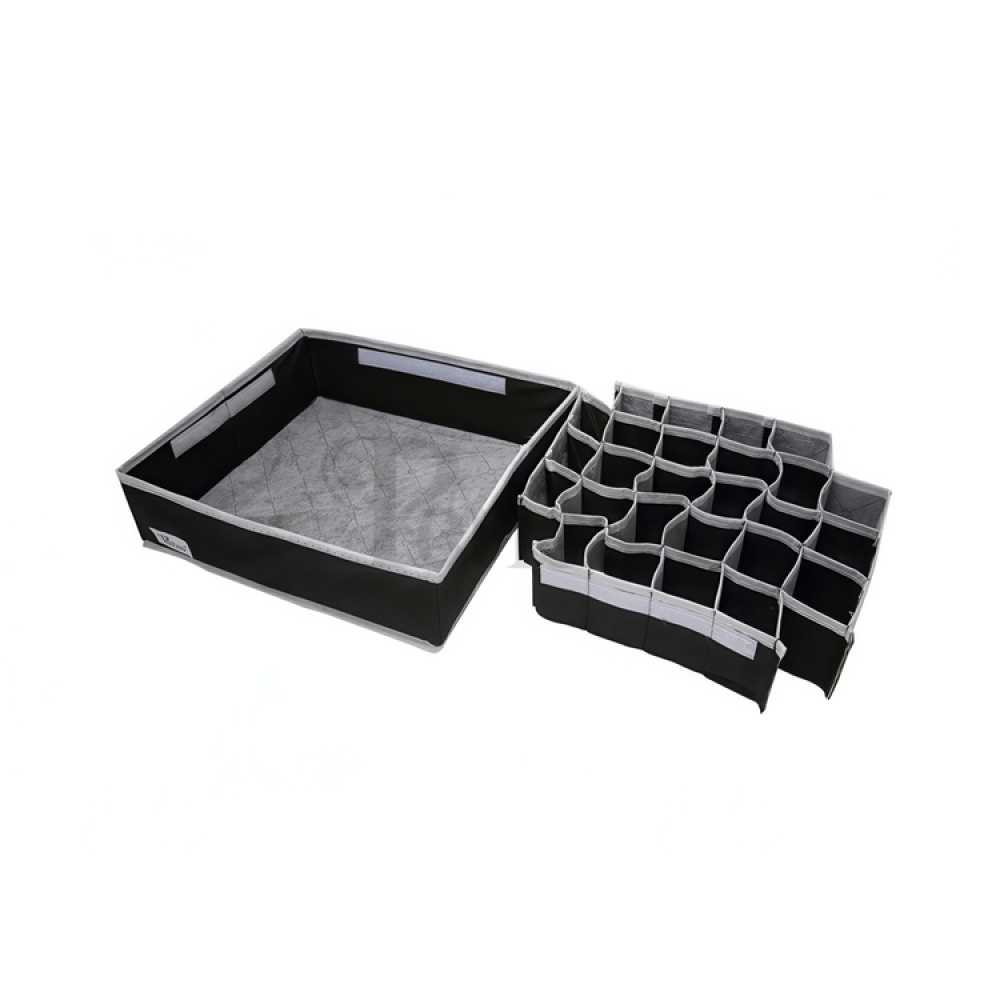 Drawer organiser, 30 compartments, FOSY, 32 x 32 x H 10 cm, Black in the group Storage / Wardrobe storage / Sorting boxes at SmartaSaker.se (41766)