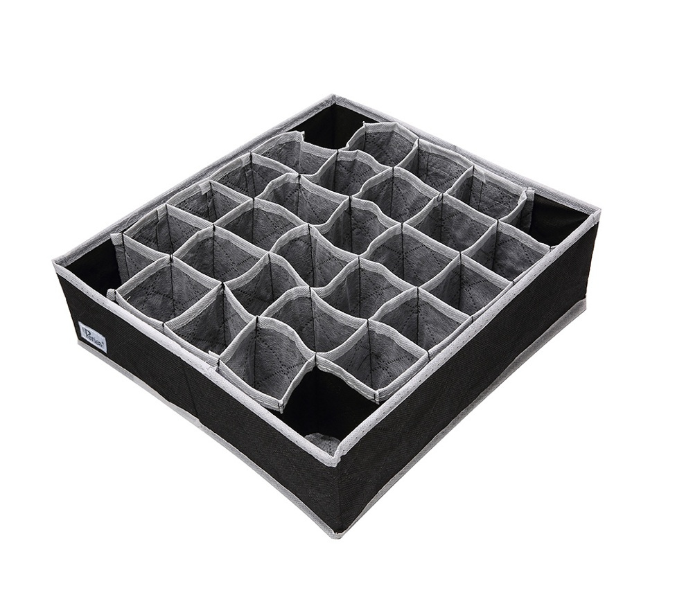 Drawer organiser, 30 compartments, FOSY, 32 x 32 x H 10 cm, Black in the group Storage / Wardrobe storage / Sorting boxes at SmartaSaker.se (41766)