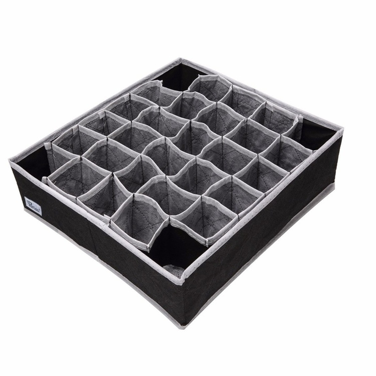 Drawer organiser, 30 compartments, OLA, 34 x 32 x H10cm, Dark grey in the group Storage / Wardrobe storage / Sorting boxes at SmartaSaker.se (41767)