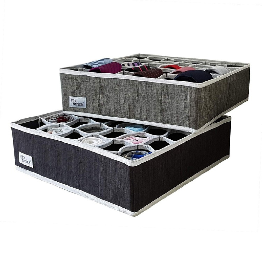 Drawer organiser, 30 compartments, OLA, 34 x 32 x H10cm, Dark grey in the group Storage / Wardrobe storage / Sorting boxes at SmartaSaker.se (41767)