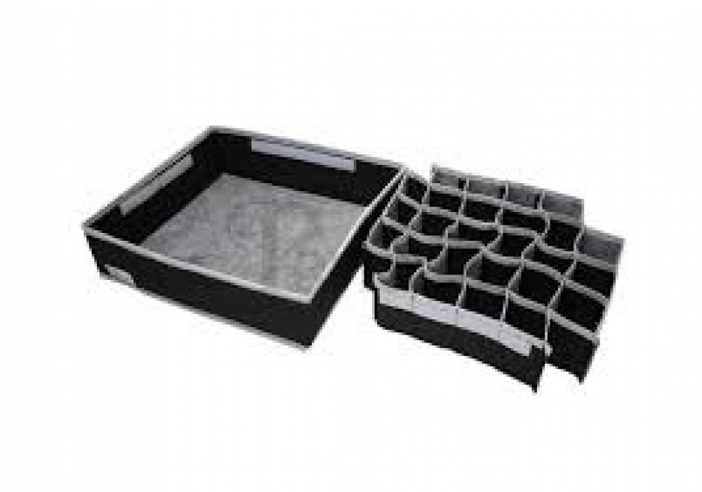 Drawer organiser, 30 compartments, OLA, 34 x 32 x H10cm, Dark grey in the group Storage / Wardrobe storage / Sorting boxes at SmartaSaker.se (41767)