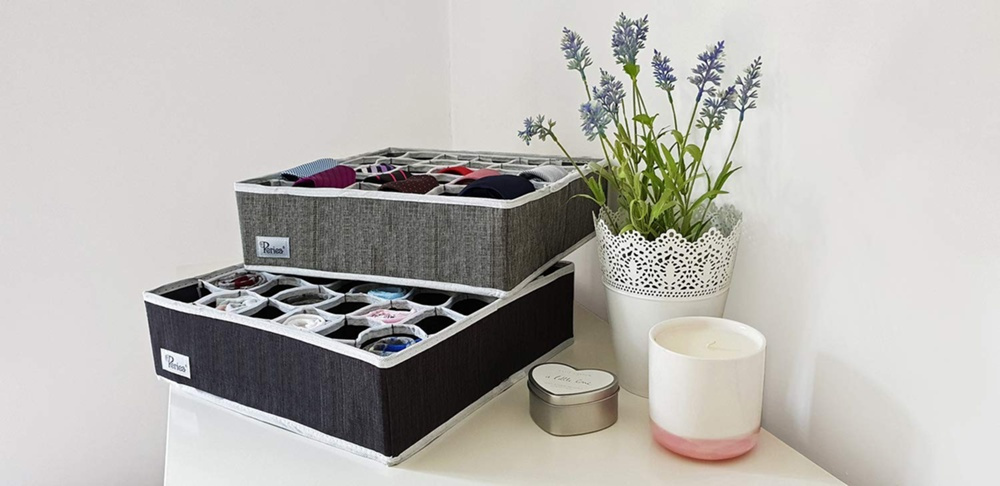 Drawer organiser, 30 compartments, OLA, 34 x 32 x H10cm, Dark grey in the group Storage / Wardrobe storage / Sorting boxes at SmartaSaker.se (41767)