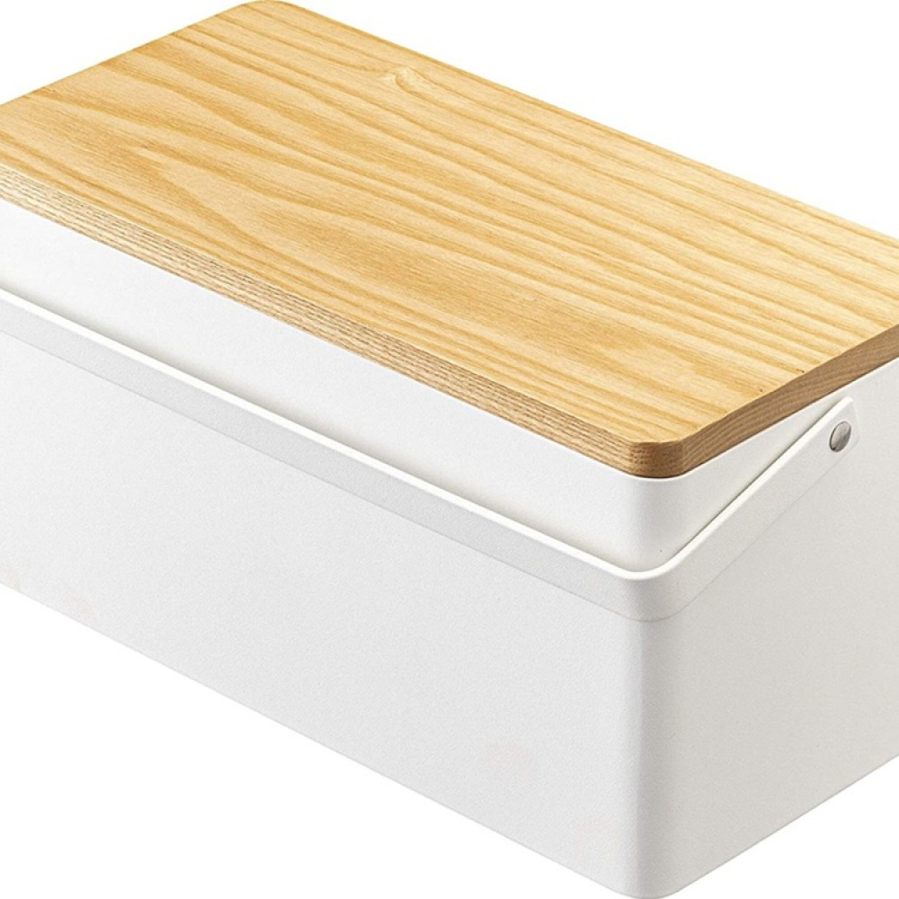 Basket in metal, TOWER SEWING BOX, 27 x 14 x H 13,5 cm, White / Wood in the group Storage / Bedroom storage / Jewelry storage at SmartaSaker.se (41768)