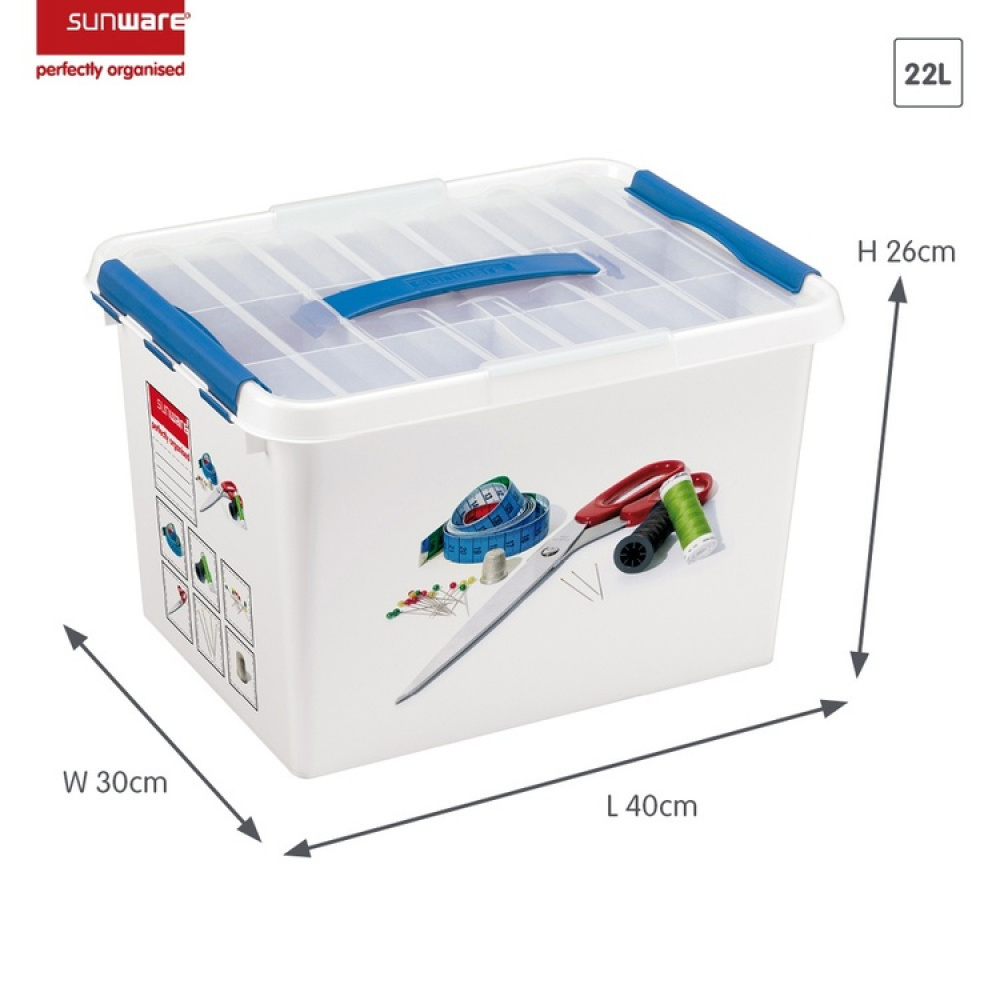Sewing Box with handle, CRAFT BOX LARGE, 40 x 30 x H 26 cm, White / Blue in the group Storage / Laundry and care / Ironing accessories at SmartaSaker.se (41769)