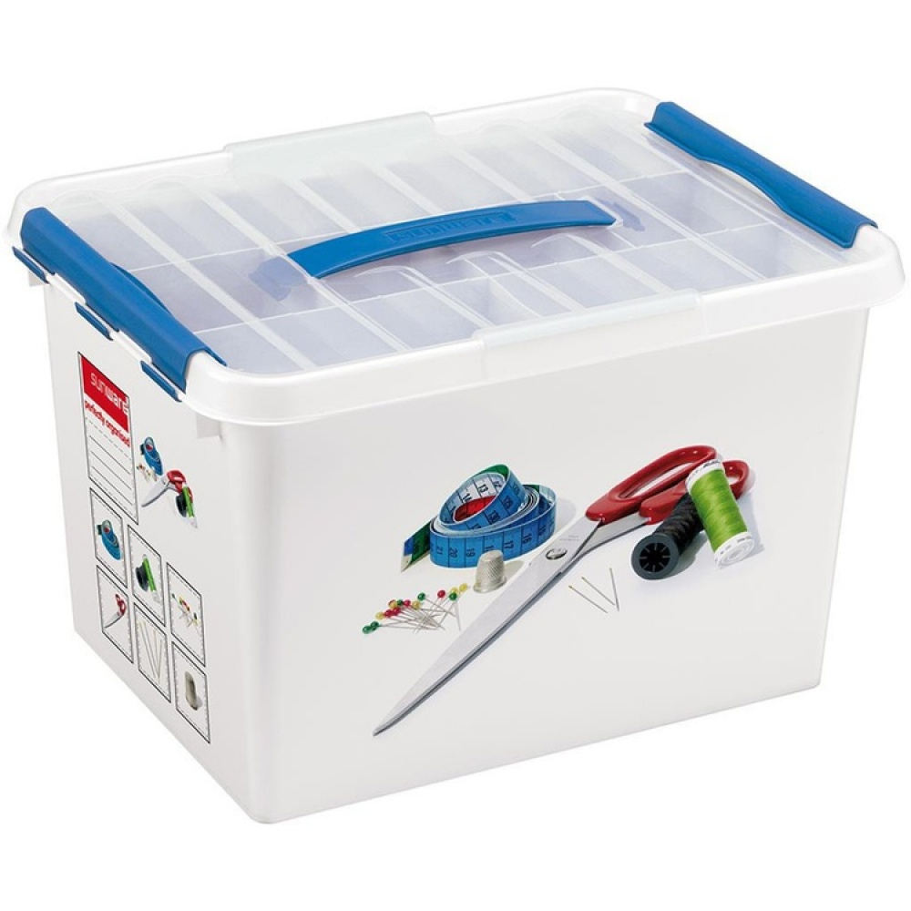 Sewing Box with handle, CRAFT BOX LARGE, 40 x 30 x H 26 cm, White / Blue in the group Storage / Laundry and care / Ironing accessories at SmartaSaker.se (41769)