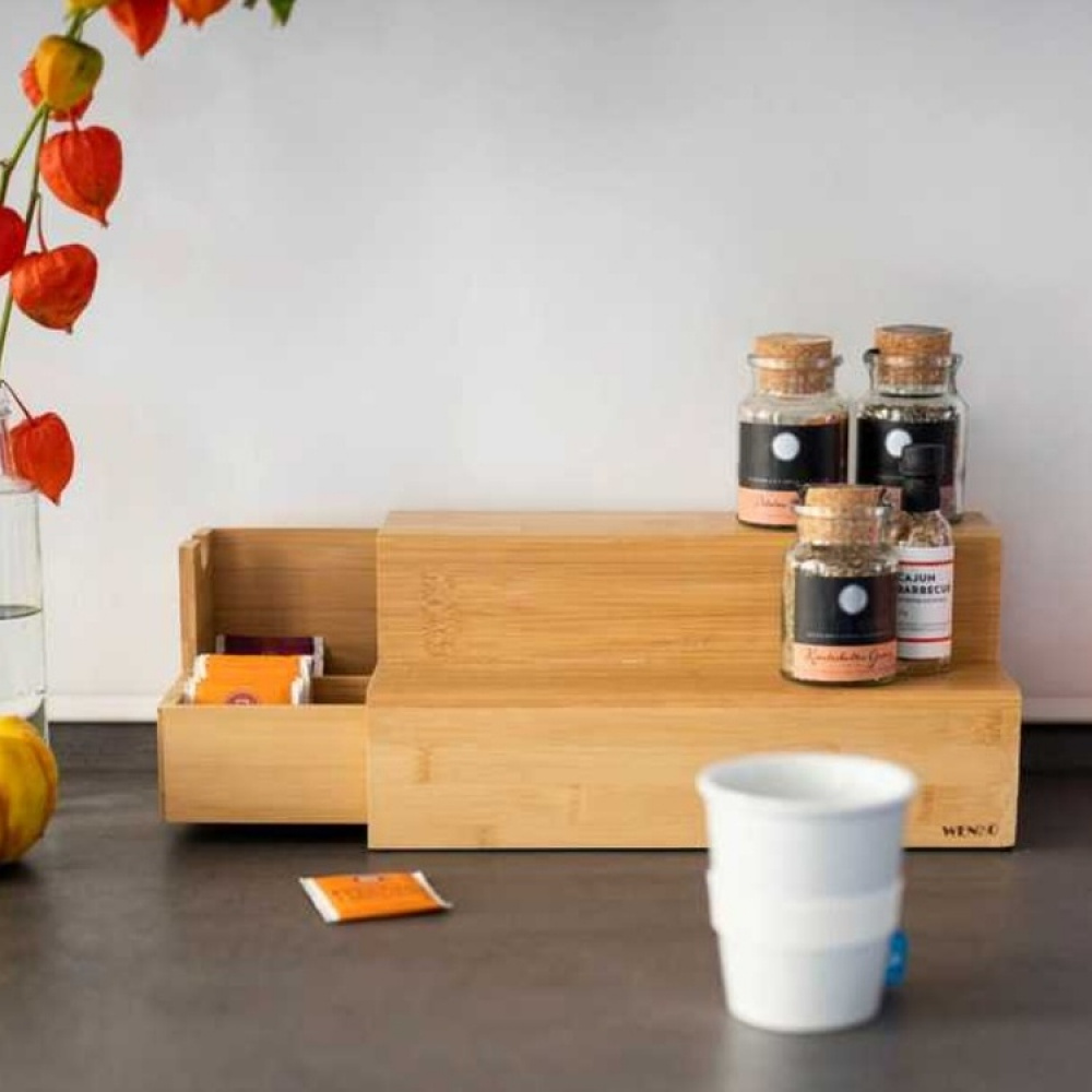 Staircase storage for tea bags, BAMBOO, 33 x 15 x H 17,5 cm, Brown in the group Storage / Kitchen storage / Storage jars at SmartaSaker.se (41770)