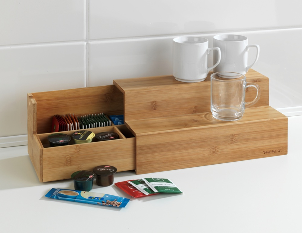 Staircase storage for tea bags, BAMBOO, 33 x 15 x H 17,5 cm, Brown in the group Storage / Kitchen storage / Storage bins and jars at SmartaSaker.se (41770)