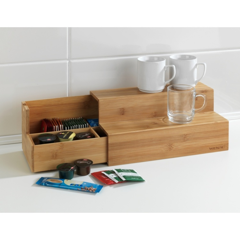 Staircase storage for tea bags, BAMBOO, 33 x 15 x H 17,5 cm, Brown in the group Storage / Kitchen storage / Storage jars at SmartaSaker.se (41770)
