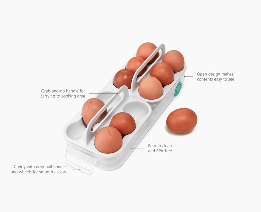 Storage box with wheels, JOSEPH JOSEPH EGG STORAGE CADDY, 11,9 x 32 x H 9 cm, White in the group Storage / Kitchen storage / Fridge storage at SmartaSaker.se (41771)