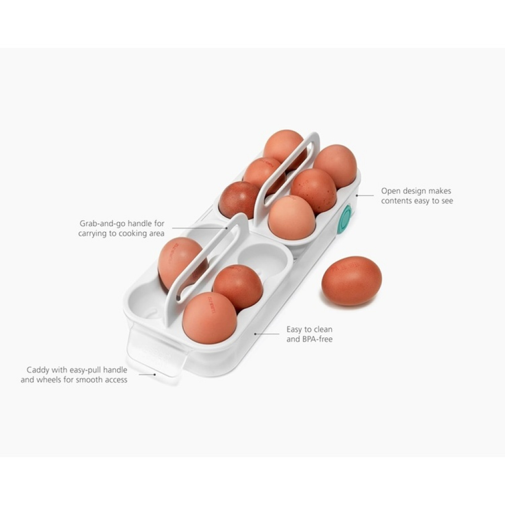 Storage box with wheels, JOSEPH JOSEPH EGG STORAGE CADDY, 11,9 x 32 x H 9 cm, White in the group Storage / Kitchen storage / Fridge storage at SmartaSaker.se (41771)