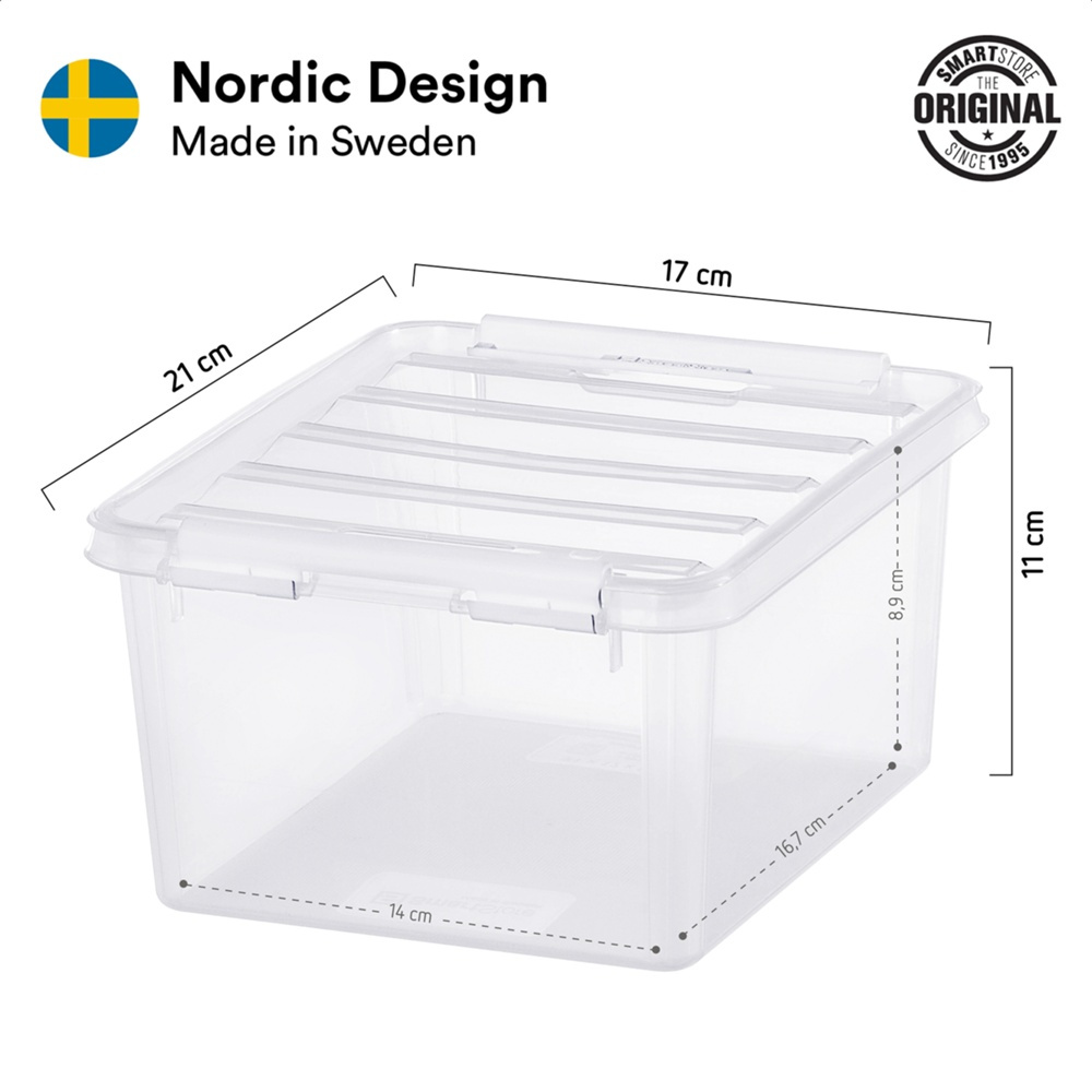 Box, Small, SMARTSTORE 2L, CLASSIC, 21 x 17 x H11 cm, Clear / Black in the group Storage / Storage boxes / SmartStore storage boxes at SmartaSaker.se (41776)