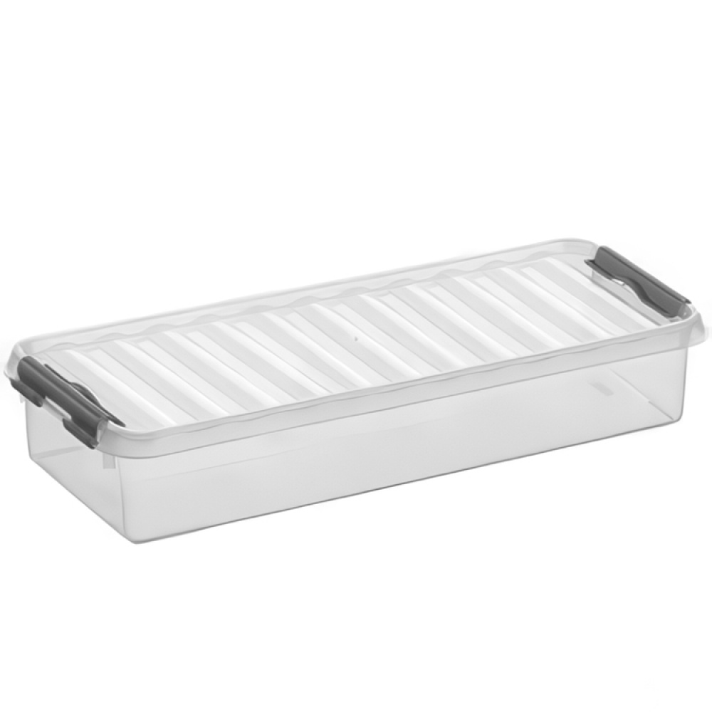 Box, Slim, 2,5L, Q-LINE, 38,8 x 14,2 x H 6,5 cm, Clear / Silver Grey in the group Storage / Storage boxes at SmartaSaker.se (41777)