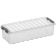 Box, Slim, 3,5L, Q-LINE, 38,8 x 14,2 x H 9,2 cm, Clear / Silver Grey Box, Slim, 3,5L, Q-LINE, 38,8 x 14,2 x H 9,2 cm, Clear / Silver Grey