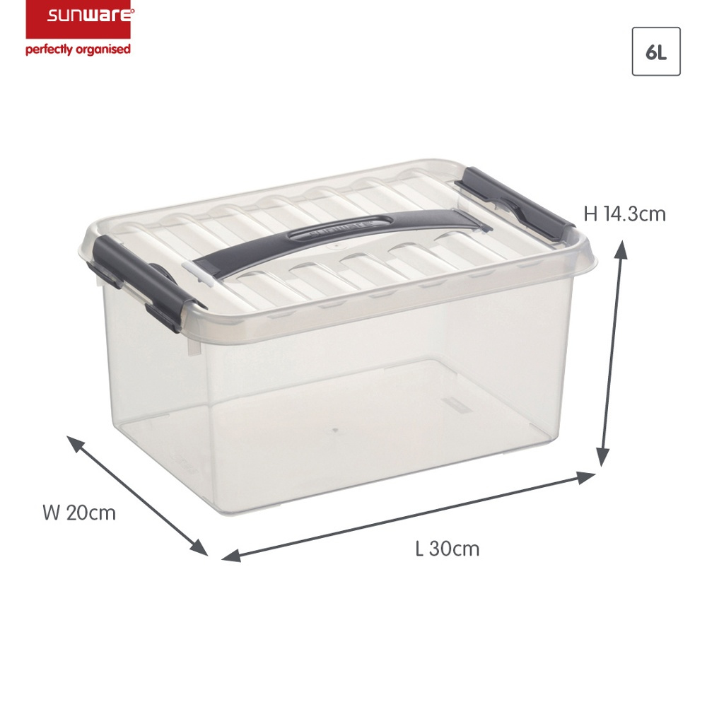 Box with handle, 6L, Q-LINE BOX, 30,7 x 20 x H 14,3 cm, Clear / Silver Grey in the group Storage / Storage boxes at SmartaSaker.se (41780)