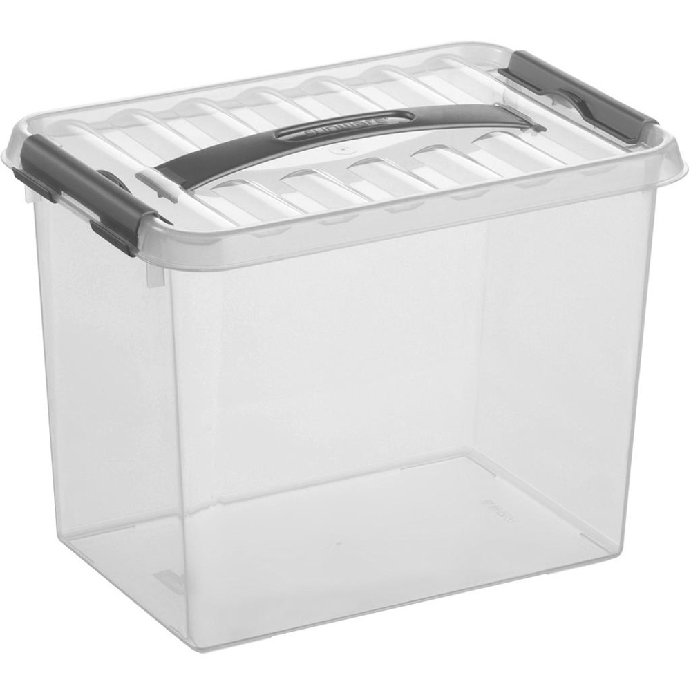 Box with handle, 9L, Q-LINE BOX, 30,7 x 20 x H 22,3 cm, Clear / Silver Grey in the group Storage / Storage boxes at SmartaSaker.se (41781)