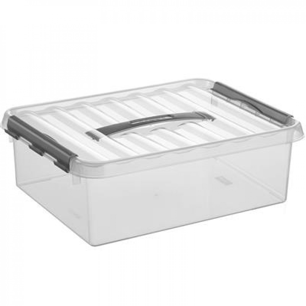Box with handle, 10 L, Q-LINE BOX, 40 x 30 x H11 cm, Clear / Silver Grey in the group Storage / Storage boxes at SmartaSaker.se (41782)