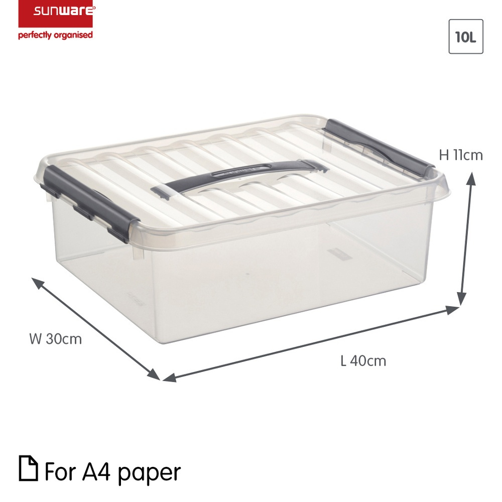 Box with handle, 10 L, Q-LINE BOX, 40 x 30 x H11 cm, Clear / Silver Grey in the group Storage / Storage boxes at SmartaSaker.se (41782)