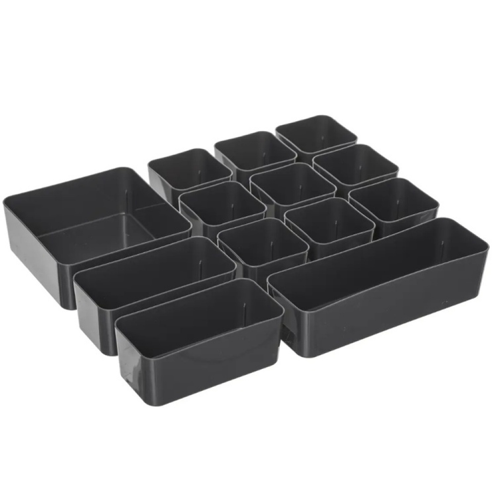 Sorting box with 12 inserts, EZY SORT IT LARGE, 35 x 28,5 x H 7 cm, Transparent / Grey in the group Storage / Storage boxes / Mini organizers at SmartaSaker.se (41783)