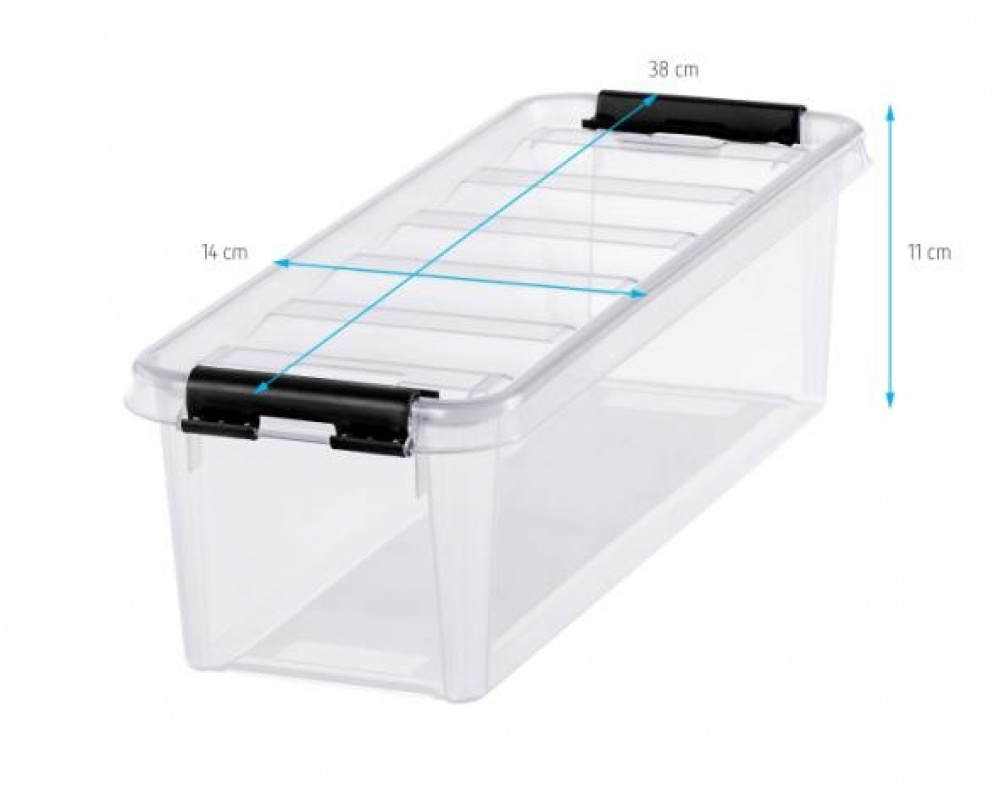 Box for Organizing, 4 Inserts, SMARTSTORE 3,5L, CLASSIC, Slim, 38 x 14 x H 11 cm, Transparent / Black in the group Storage / Storage boxes at SmartaSaker.se (41784)