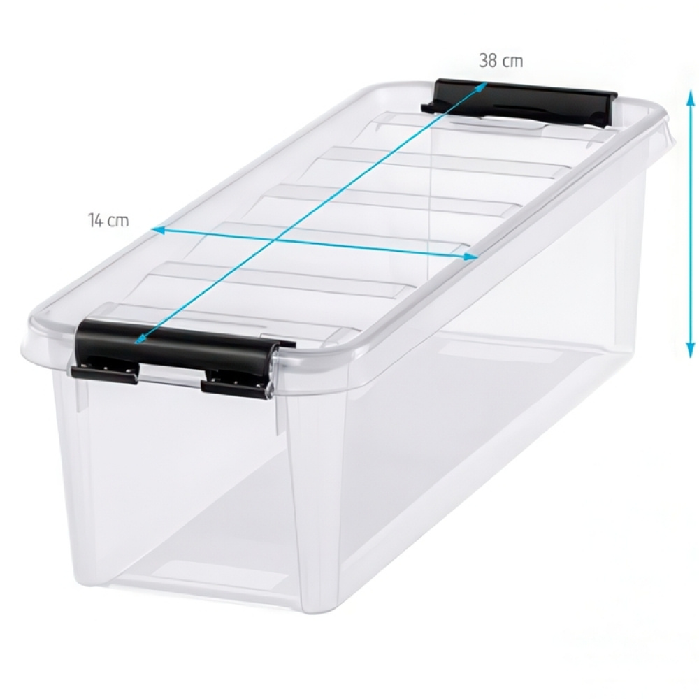 Box for Organizing, 4 Inserts, SMARTSTORE 3,5L, CLASSIC, Slim, 38 x 14 x H 11 cm, Transparent / Black in the group Storage / Storage boxes at SmartaSaker.se (41784)