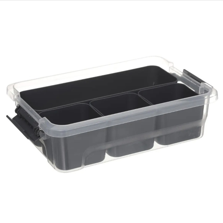 Sorting box with 4 inserts, EZY SORT IT SMALL, 22.5 x 15.5 x H 7 cm, Transparent / Grey in the group Storage / Storage boxes / Mini organizers at SmartaSaker.se (41785)