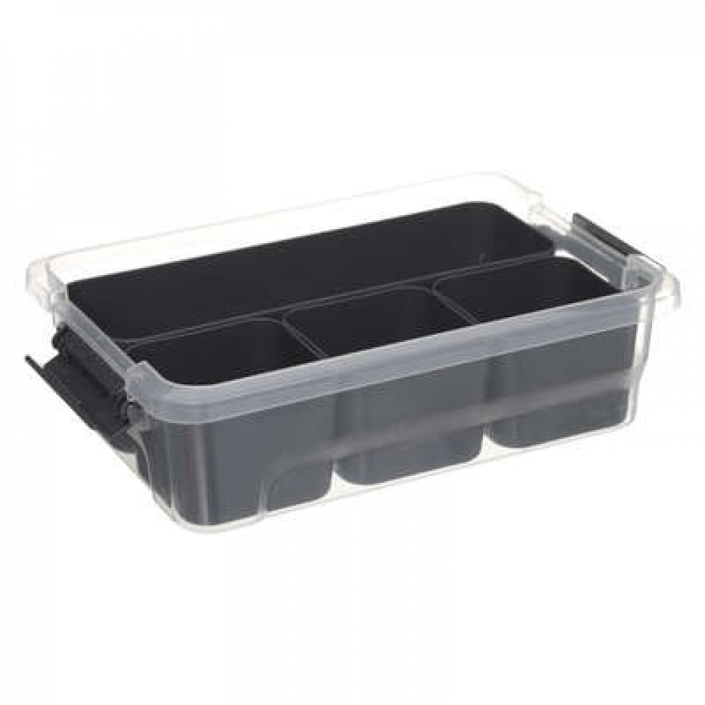 Sorting box with 4 inserts, EZY SORT IT SMALL, 22.5 x 15.5 x H 7 cm, Transparent / Grey in the group Storage / Storage boxes / Mini organizers at SmartaSaker.se (41785)