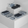 Sorting box with 4 inserts, EZY SORT IT SMALL, 22.5 x 15.5 x H 7 cm, Transparent / Grey Sorting box with 4 inserts, EZY SORT IT SMALL, 22.5 x 15.5 x H 7 cm, Transparent / Grey