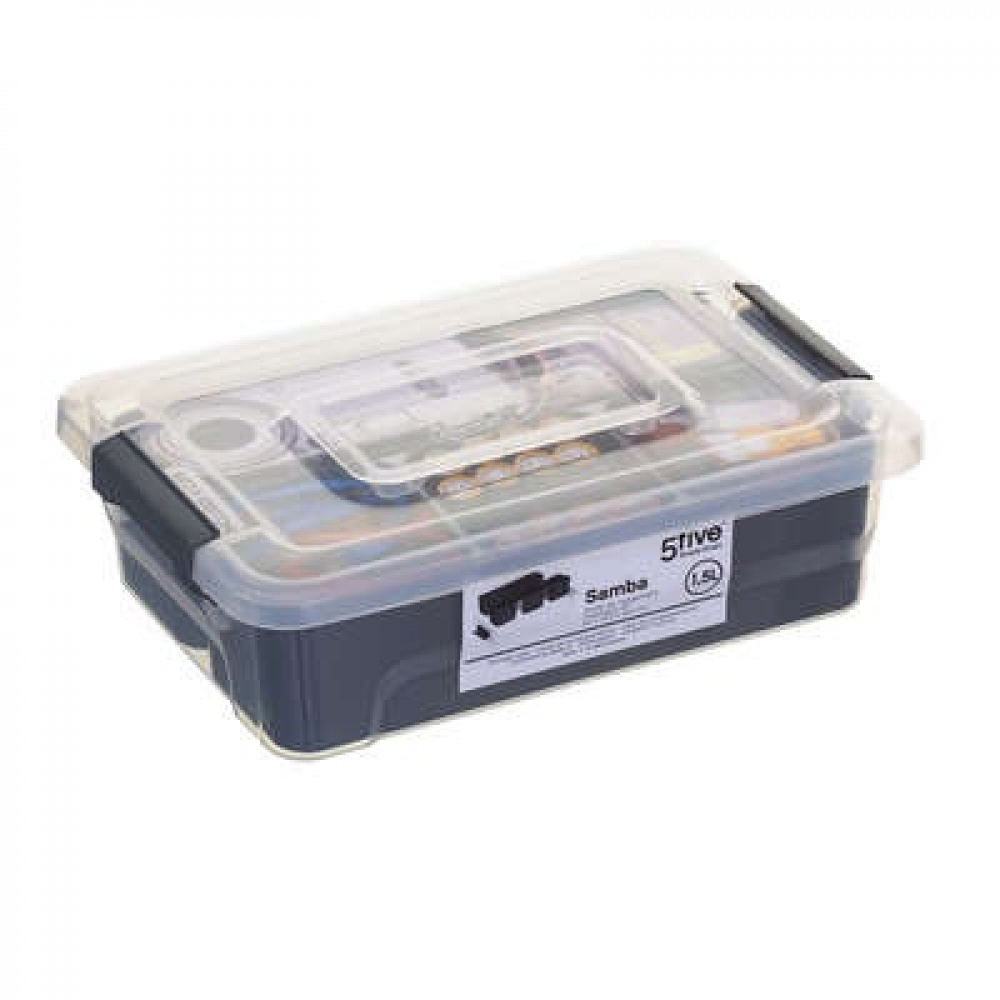 Sorting box with 4 inserts, EZY SORT IT SMALL, 22.5 x 15.5 x H 7 cm, Transparent / Grey in the group Storage / Storage boxes / Mini organizers at SmartaSaker.se (41785)